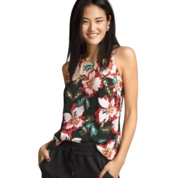 Cabi Hyacinth Hibiscus Floral Print Sleeveless Blouse Style #5542 Size Medium - Picture 1 of 12